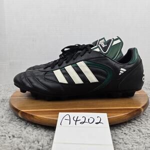 VTG Adidas Mens 12 Stratos SL Black Green White Leather Soccer Cleats 045466